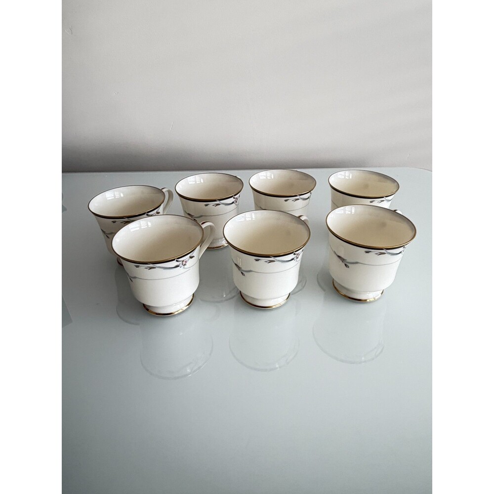 Gorham Manhattan Fine China Teacup Footed 24K Gold Black Band Iris Floral